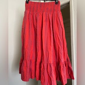 Bright red long skirt